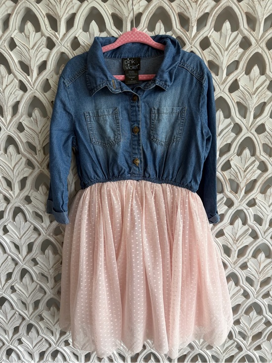 Pink & Violet Other - Pink Violet Girls' Blue Denim & Light Pink Tulle Dress, size 6